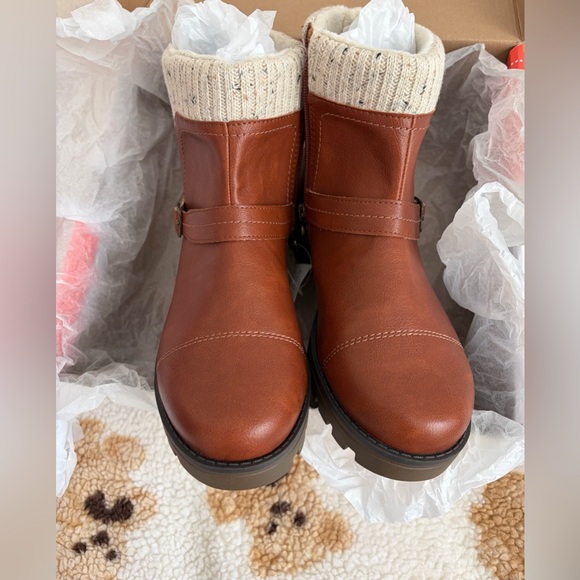 JSport Violet Women's Memory Foam Fax Fur Insulated Ankle Boots Brown Size 8.5 - Picture 7 of 11